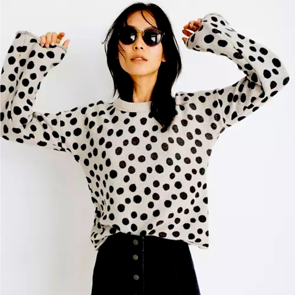 XS Madewell cream/black Polk dot sweater.
